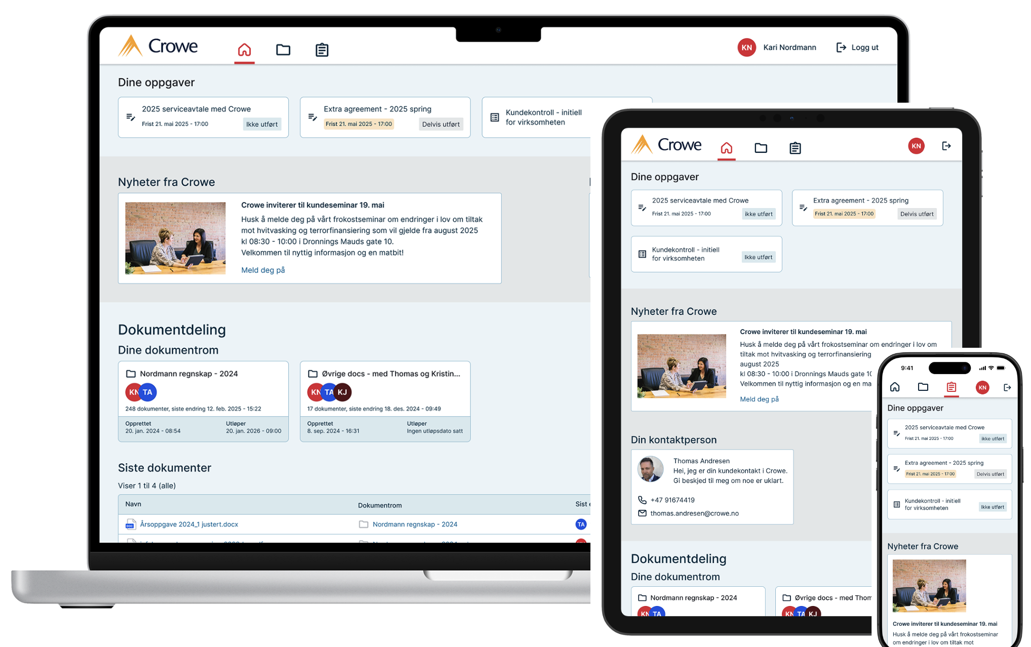 Forsiden i Visena Portal 2.0, tilpasset alle skjermstørrelser
